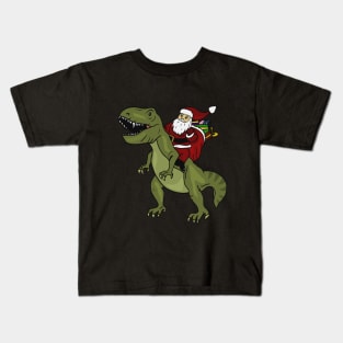 Dinosaur Christmas Gift Xmas T Rex Santa Funny Kids T-Shirt